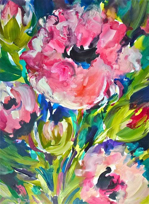 Pink Poppy Passion, 30 x 22, Acrylic, $975