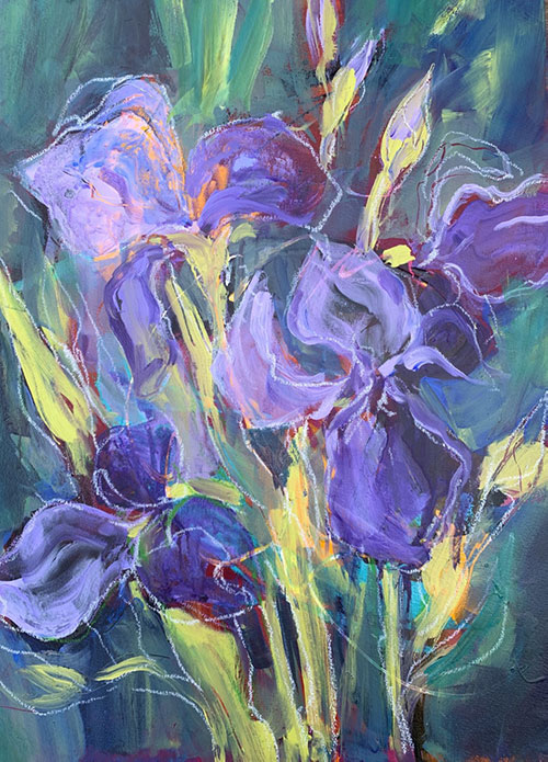 Iris Joy #2, 30”x22”, Mixed Media, $975 | Jill Segal